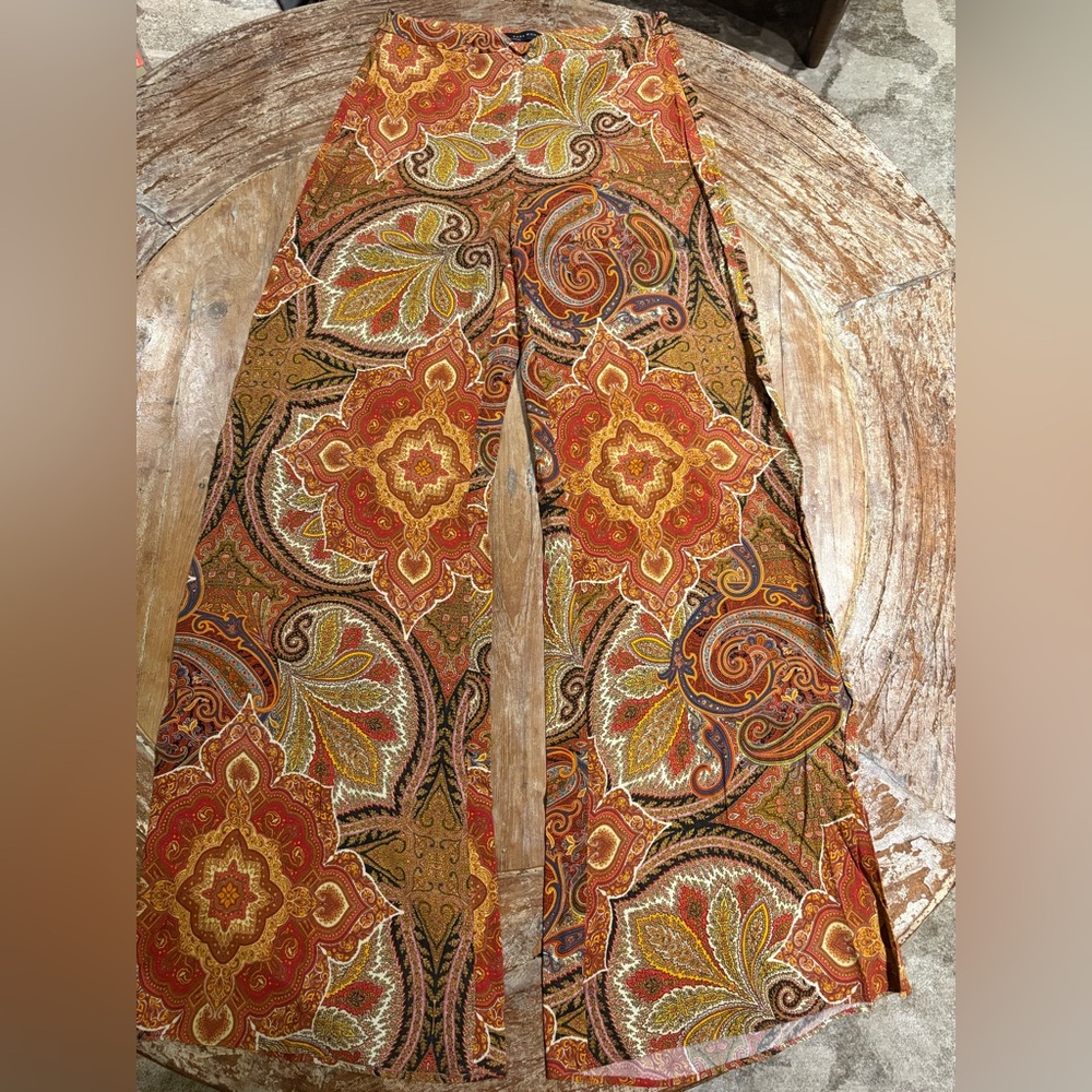 Zara Paisley Print Wide Leg Pants
